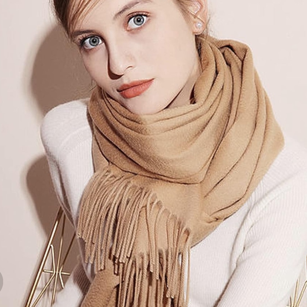Cloud spun by Hansen Tan Knit Fringed Scarf